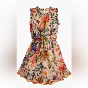 Zimmermann Little Girl Tropical Print Cotton Flip Dress In Cream Floral 4 years
